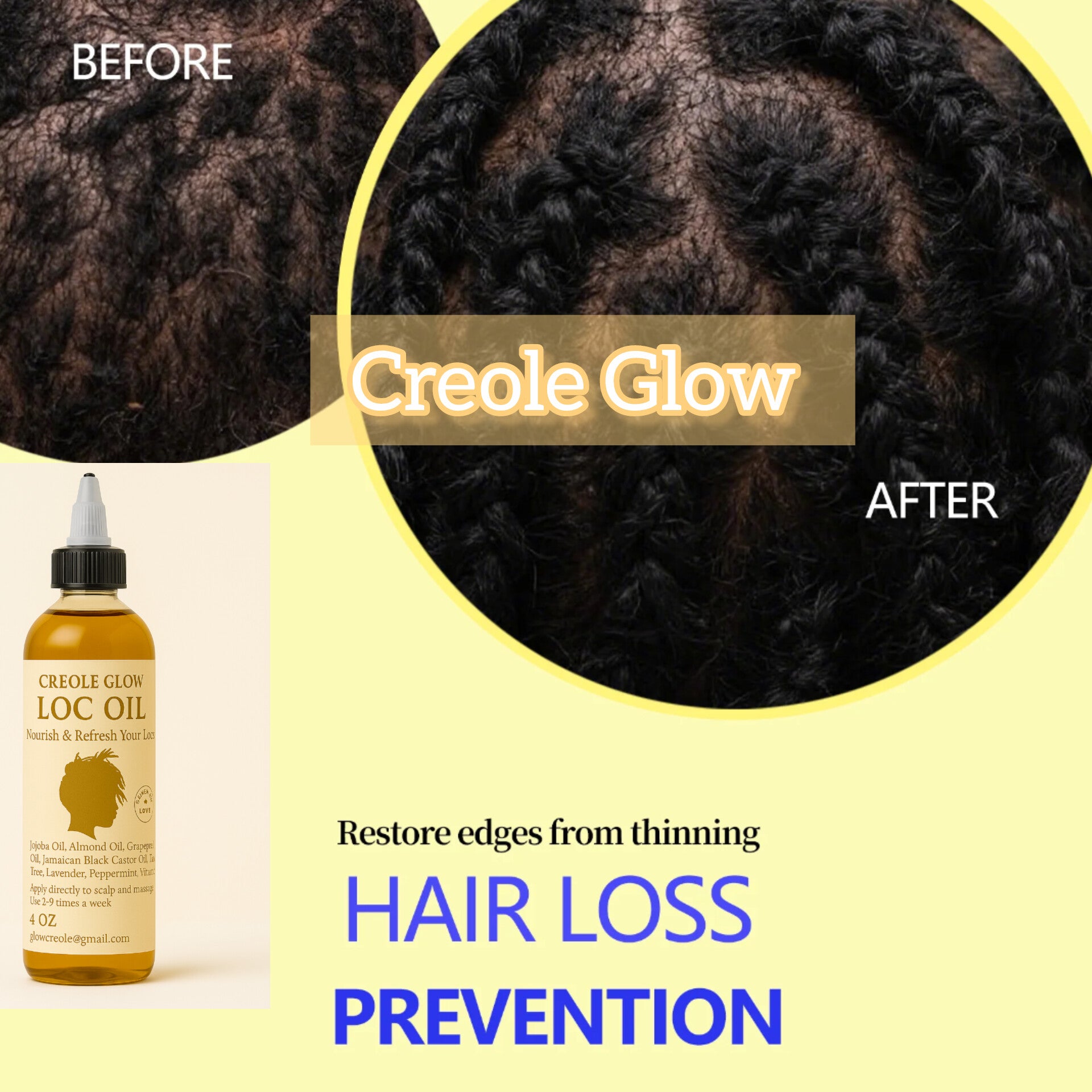 Creole Glow Loc Oil | Hydrating & Scalp Nourishment – 4 oz