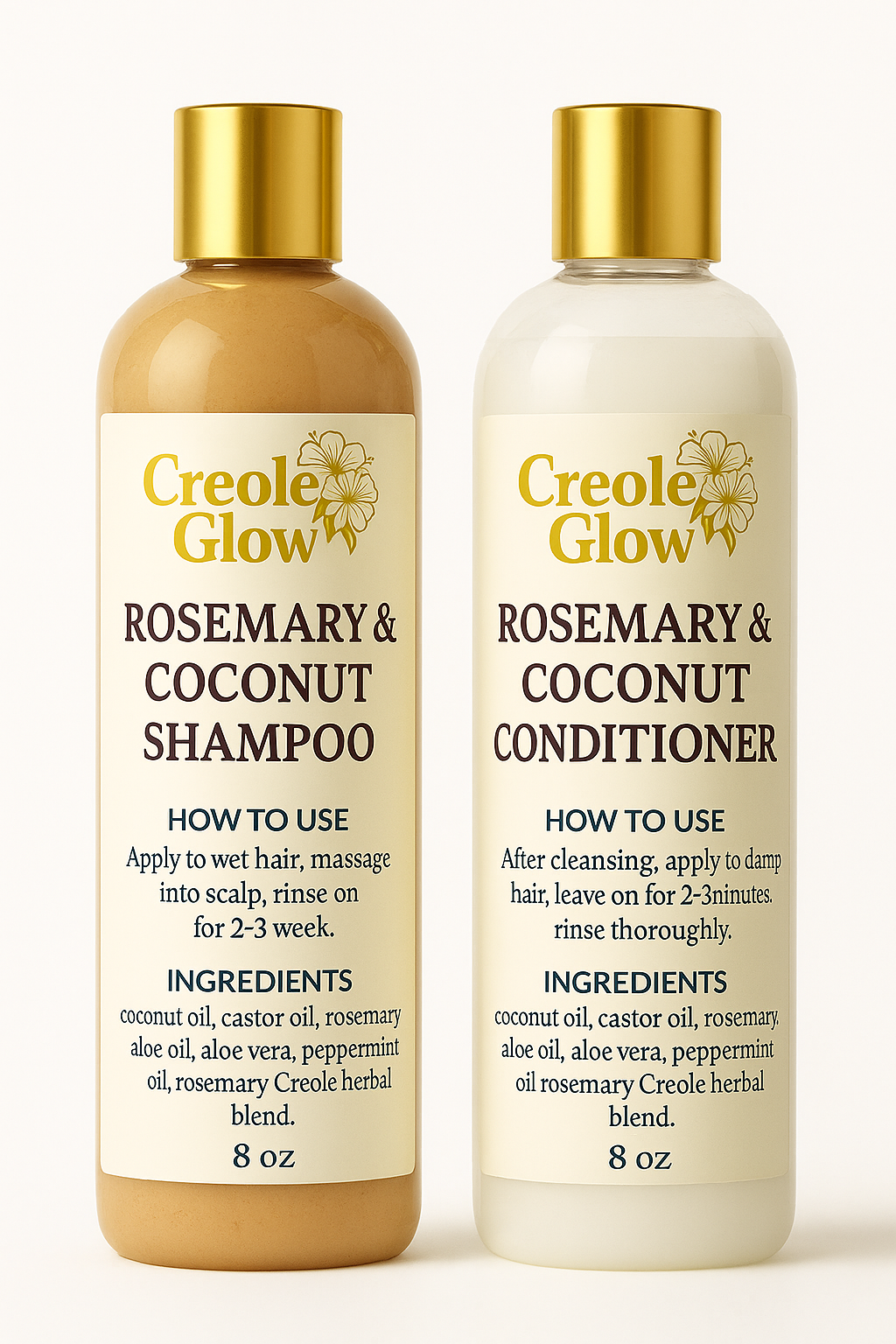 Creole Glow Shampoo & Herbal Conditioner Set – Nourish & Strengthen (8 oz each)