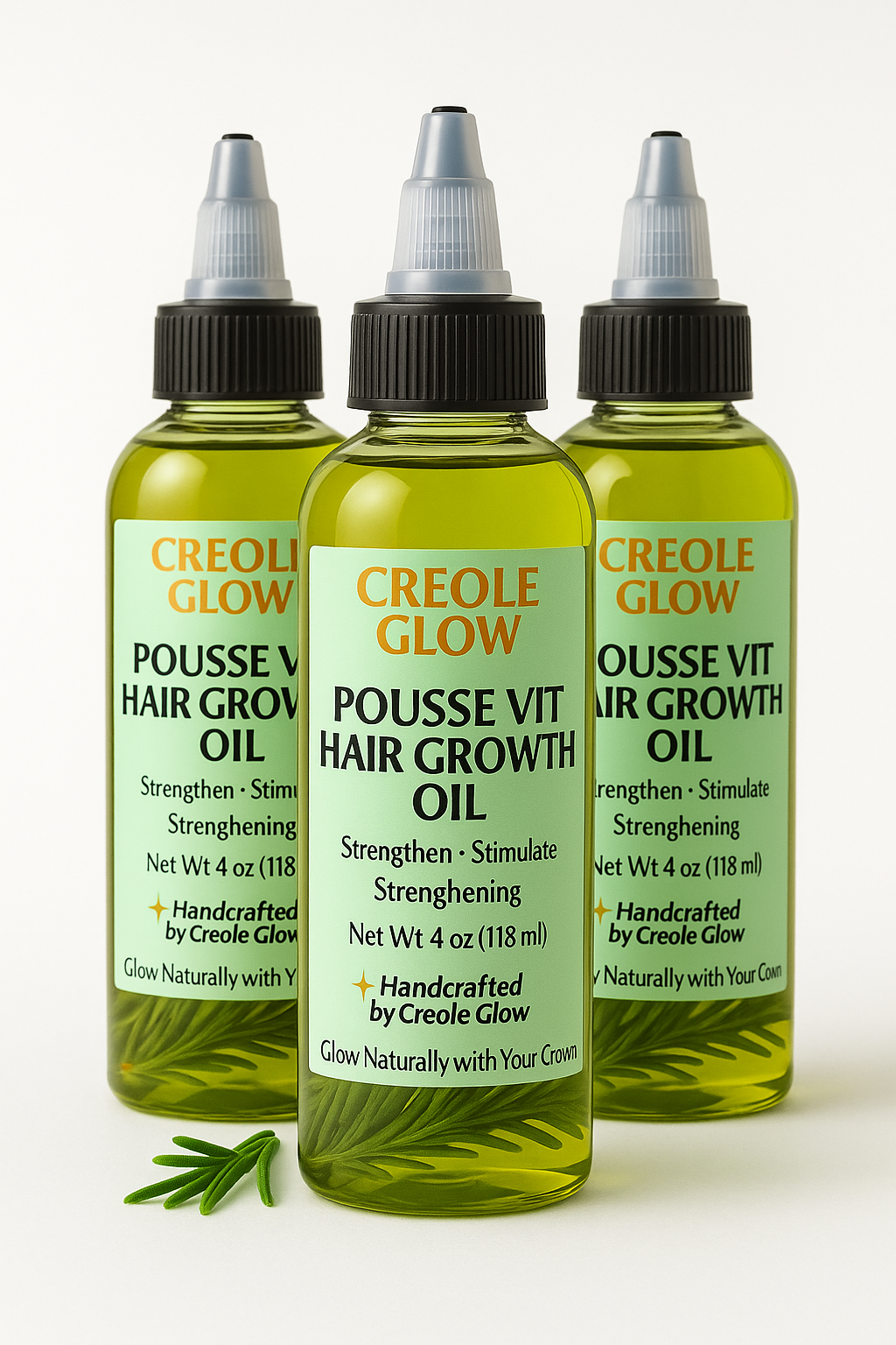 Creole Glow Pousse Vit Avurvedic Hair Oil With Bhringraj & 17 Rare Herbs With Rosemary oil and 4 Nourishing Oil For Hair Growth Help Control Hair Fall & Easy Hair Oil Applicator For Women and Men, 8 FI Oz