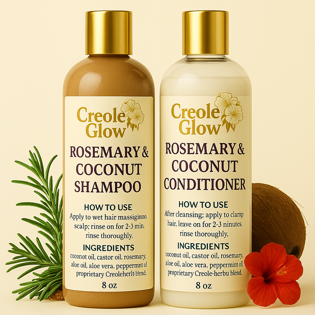 Creole Glow Shampoo & Herbal Conditioner Set – Nourish & Strengthen (8 oz each)