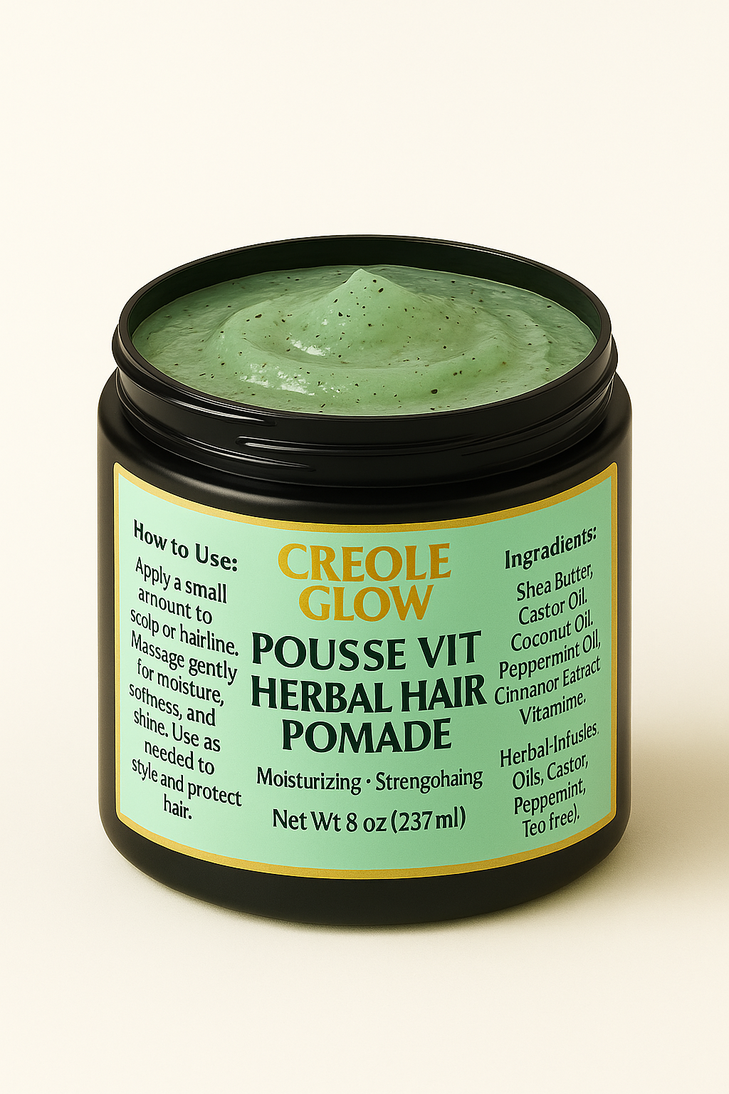 Creole Glow Pousse vit  Herbal Hair Pomade & Scalp Conditioner – 4 & 8 oz