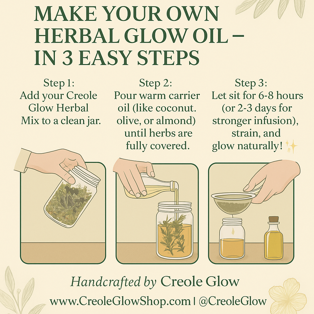 Creole Glow DIY Herbal Hair Oil Mix | 100% Natural Hair Growth Blend | Ayuverdic herbs for hair growth infusion