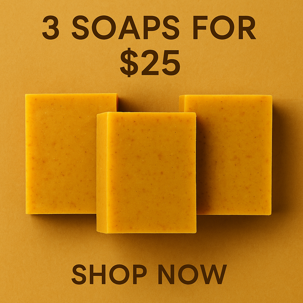 Creole Glow Turmeric Soap ✨
Our best-seller! Handmade with natural turmeric to brighten and even out skin tone 🌿💛.
✔ Helps fade dark spots
✔ Reduces acne & blemishes
✔ Leaves skin soft, smooth & glowing

Glow naturally with Creole Glow ✨